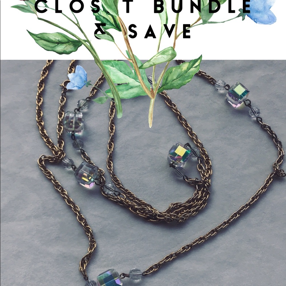 VTG BLUE ENAMEL AURORA BOREALIS CRYSTAL 2 STRAND - Picture 14 of 14